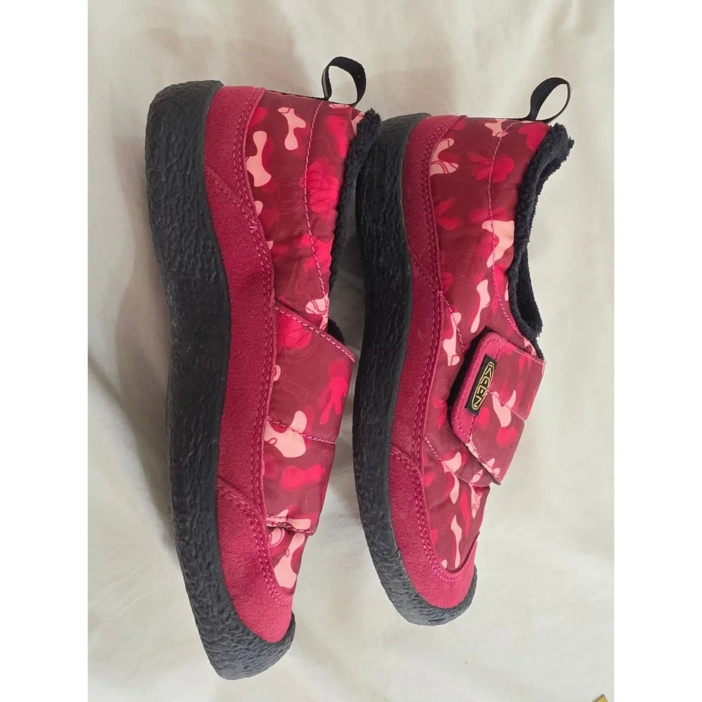 Keen Kids Howser II Pink Camo Fleece Lined‎ Slip On Shoes Size 2 1025519